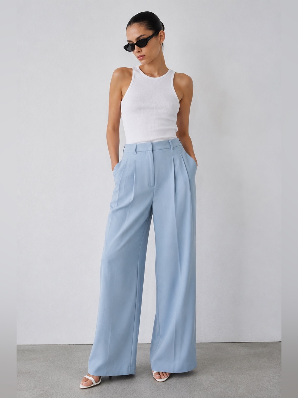 Zara ZW Collection Pleated Wide Leg Trousers | High Rise Tailored Pants